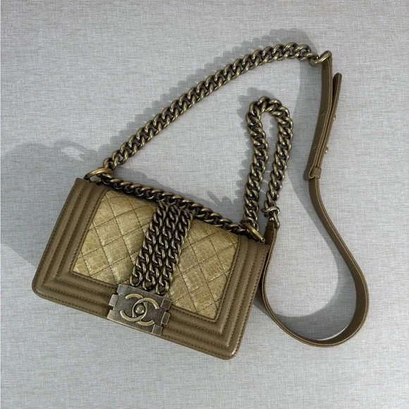 CHANEL Metallic Python Boy Flap Bag Small GHW - Picture 6 of 17